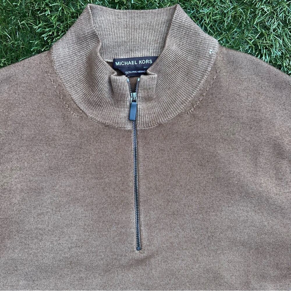 Michael Kors Extra Fine Merino Wool Lightweight Quarter Zip Pullover Sweater XXL